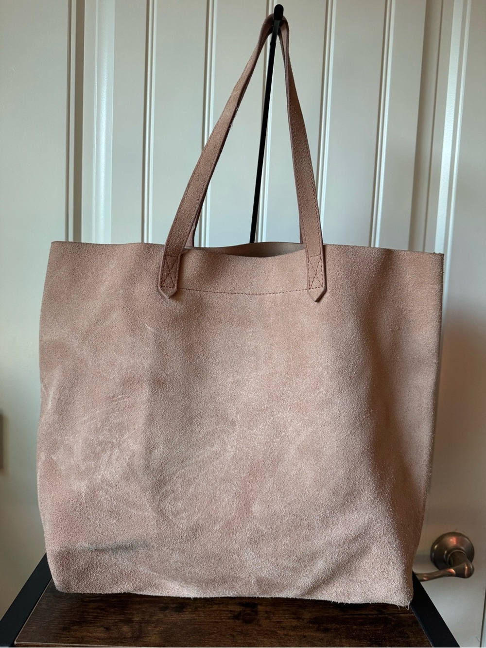 Madewell 100% Suede Leather Oversized Tote Bag Beige Tan - Picture 2 of 10